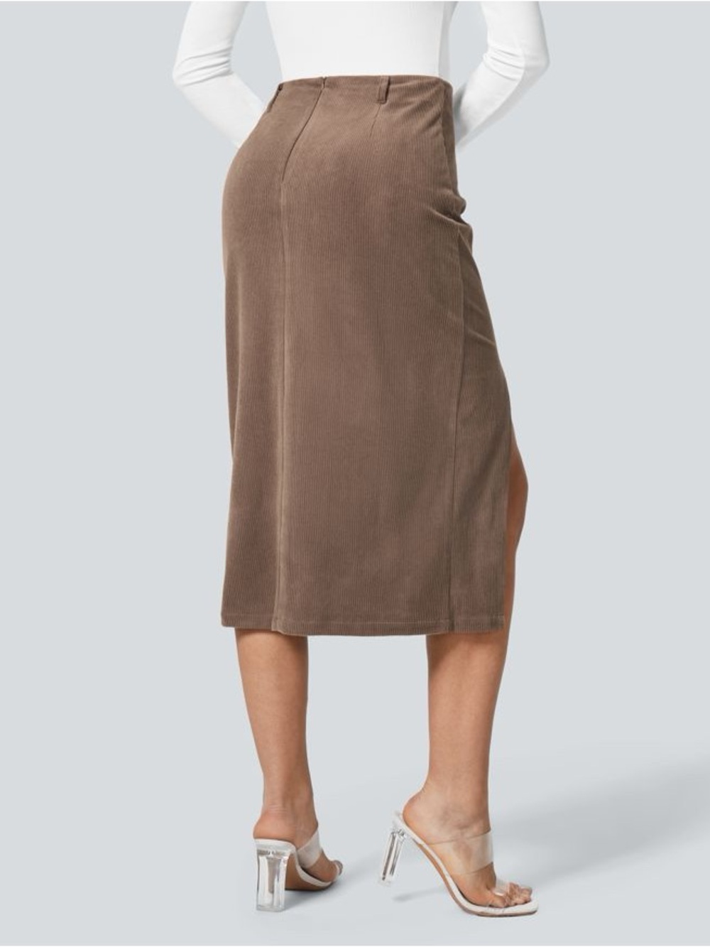 Cocoa Brown Corduroy Pencil Skirt - Halara - Picture 9 of 10
